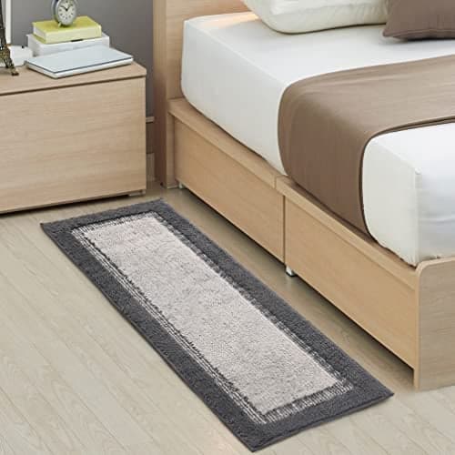 Saral Home Elyeese Microfiber Durable & Washable Multipurpose Bedside Runner for Home/Kitchen/Living Area/Lobby/Office Entrance with Anti Skid Backing | Non-Slip & Quick-Drying Mats (Grey, 40X110 Cm)