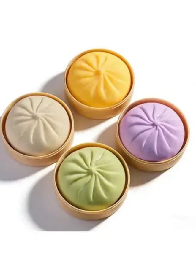 4-Pack Buns Squishies Toy | Cute Baozi Stress Relief Fidget Toy Safe TPR Material Office Desk Decor Kids Gifts Best Selling Squishies Stress Relievers for Adults and Kids