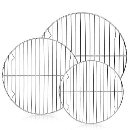 E-far Round Cooking Racks - Size 7½” & 9” & 10½” - Stainless Steel Round Steaming Baking Cooling Rack Set of 3, Multi-Purpose for Canning Air Fryer Pressure Cooker, Dishwasher Safe