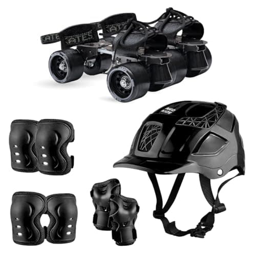 Jaspo Big Boss Adjustable Quad Roller Skates Full Combo with Helmet, Knee, Elbow and Wrist Guards for Kids and Adults (6 Yrs & Above),Indoor Outdoor Wheels,Metal Body (21-27 cm Foot Length)