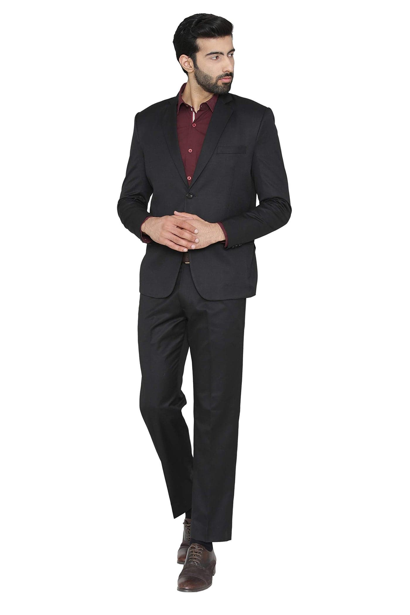 WINTAGE Men's Polyester Cotton and Evening 2 Pc Suit : Black