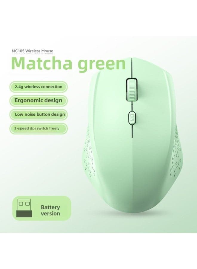 Direct Charging Wireless Mouse Mute Bluetooth 2.4G Dual-mode For Apple Huawei Notes-Color:2.4G Battery Green