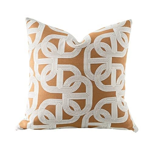 Croker Horse 20x20'' Inches Throw Pillow Cushion Cover - Pig Nose Horseshoe Pattern Chenille Jacquard Embroidery Luxury Modern Style Couch Sofa Pillow for Living Room Bedroom