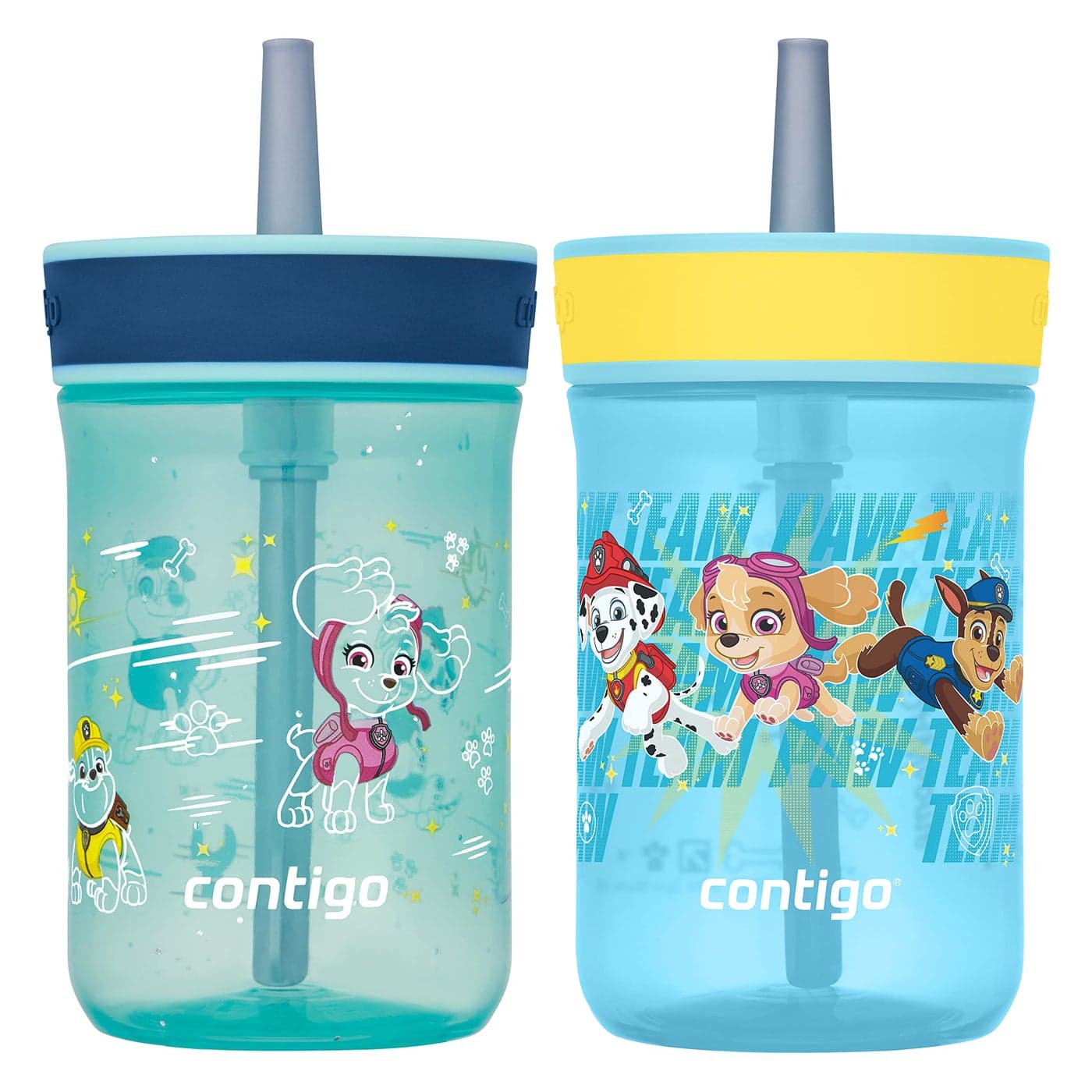 Contigo Paw Patrol SpillProof Kids Tumbler with Straw BPAFree Plastic Water Bottle 14oz 2Pack for Home School Travel