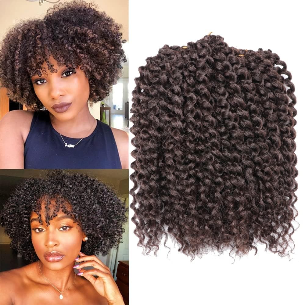 Kinky Curl 8 Inch Afro Kinky Twist Hair 4 color off black 3pcspack Soft Synthetic Crochet Braids Hair Extention 4