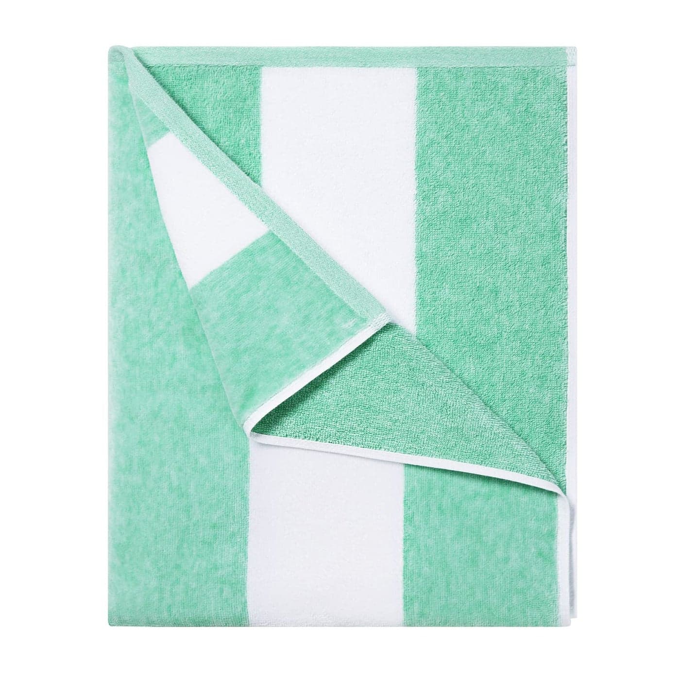 HENBAY Cotton Oversized Beach Towel Large 70 x 35 Inch Pool Towel Green Striped Quick Dry Swimming Cabana Towel