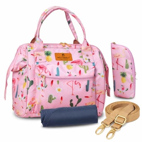 Motherly Nano Diaper Bag for Mothers for Travel– Combo Set with Accessories, Small Maternity Handbag for Newborn Baby,Multiple Pockets Water Resistant Baby Bag (Cactus Pink)
