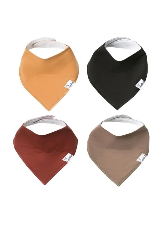 Copper Pearl 4 Pack Soft Cotton Baby Bibs for Drooling and Teething, Absorbent Drool Bibs for Baby Girl and Boy, Adjustable to Fit Newborns to Toddlers, Tons of Styles (Dune)