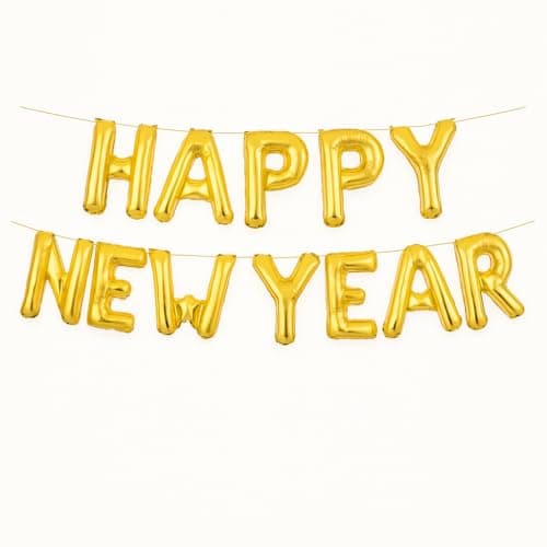 AMFIN® (Pack of 1) Happy New Year Foil Balloon, 2026, Christmas New Year Decoration - Gold