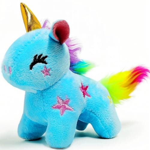 Kawaite Blue Unicorn Stuffed Animals for Kids and Adults Mini Plush Toys Key Chain Cuddly Unicorns Plush Toy Soft and Fun Stuffed Animal for Girls and Boys Birthday Gifts Easter Basket Stuffers