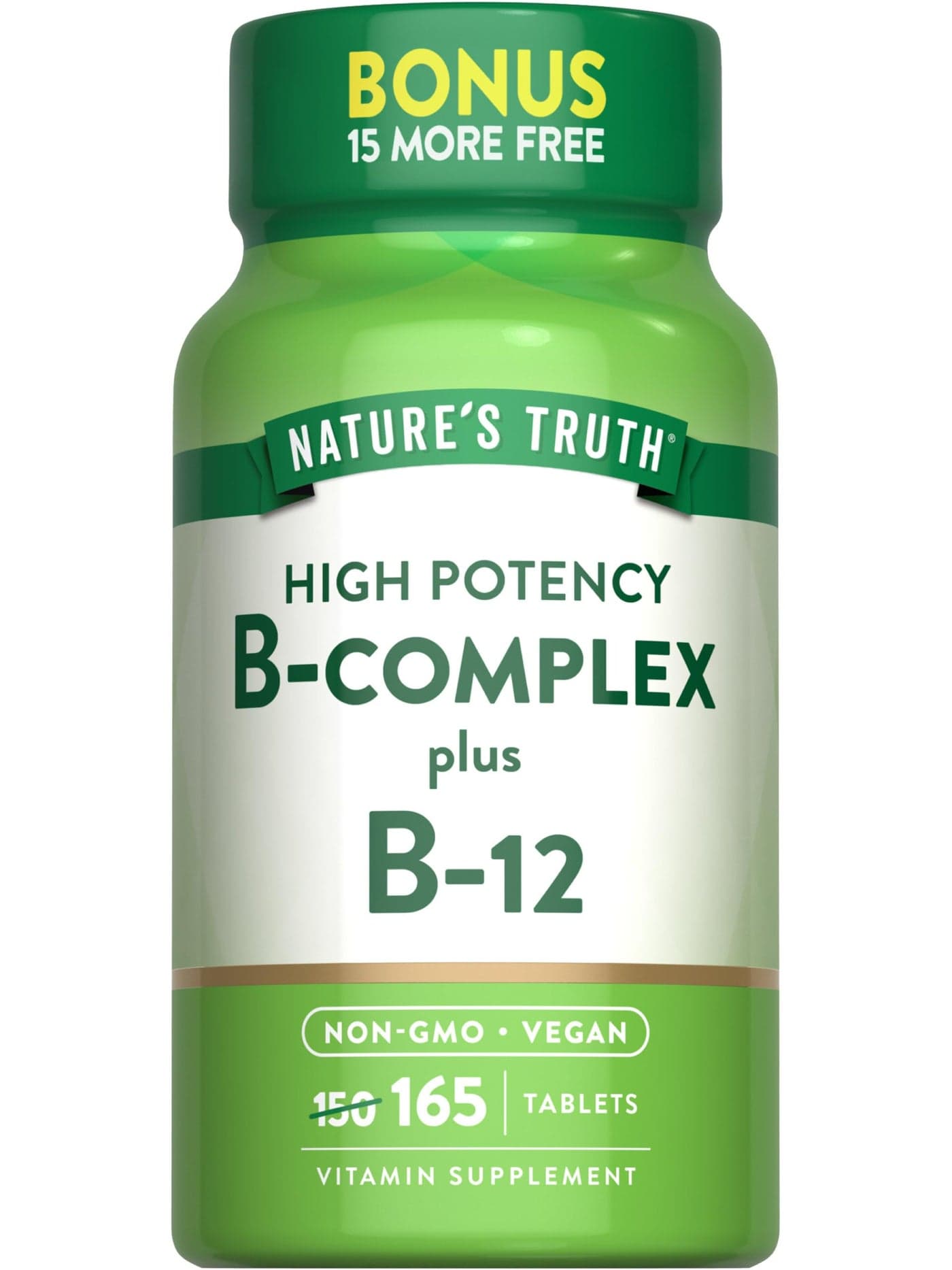 Natures Truth Vitamin B Complex 165 Tablets Plus B12 Vegan NonGMO Supplement