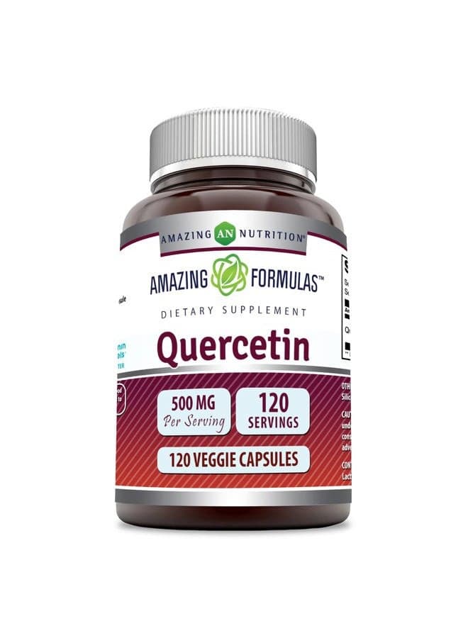 Formulas Quercetin 500mg 120 Veggie Capsules Supplement - Non-GMO - Gluten Free - Supports Overall Health & Well Being