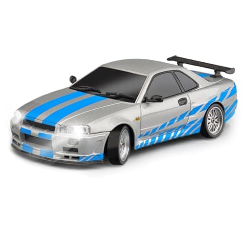 ARRIS LD1899 118 RC Drift Car GTR R34 24GHz RWD with Gyroscope onRoad Alloy Body Shell Racing Cars Radio Control Silver