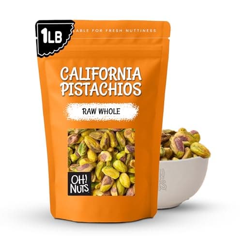 Oh Nuts Pistachios No Shell Raw 100 Natural 1 lb Raw Whole California Pistachios Packed in New York ZipSeal Bag for Exceptional Freshness