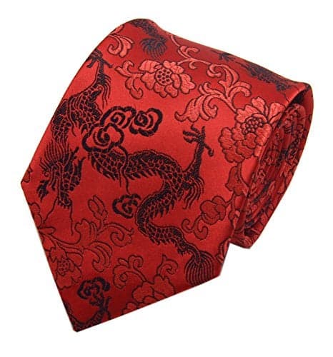 Men's Red Black Ties Dragon Woven Necktie Birthdays Gift for Big Boys Boyfriends