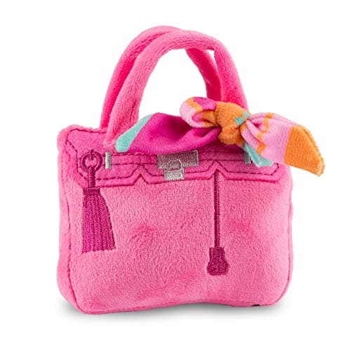 Haute Diggity Dog Barkin Bag with Scarf Plush Designer Dog Toys with Interactive Squeaker Stimulating Pet Enrichment MachineWashable Safe Materials for All Breeds Size Small