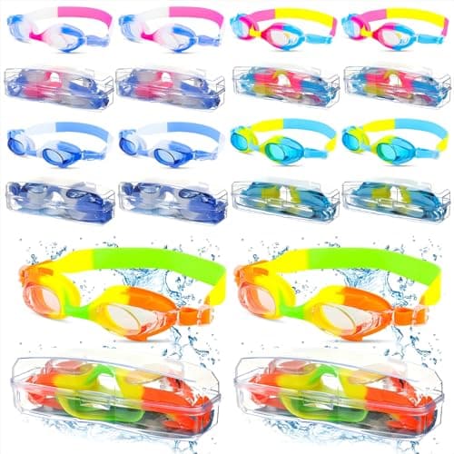 20 Pairs Unisex Kids Goggles Bulk for 4-14 Swimming Goggles for Children Anti Fog No Leaking Swim Goggles Pack(Stylish Style)