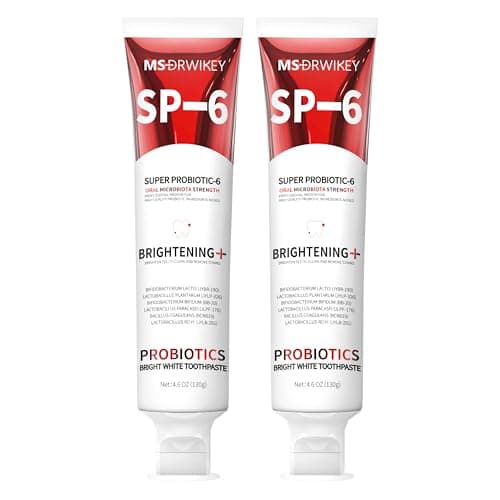 MSDRWIKEY SP-6 Probiotic Whitening Toothpaste - Enhanced Formula with 6 Probiotics for Teeth Whitening and Gum Health - Enamel-Safe, Fluoride-Free, Fresh Mint Flavor, 4.6oz (2)