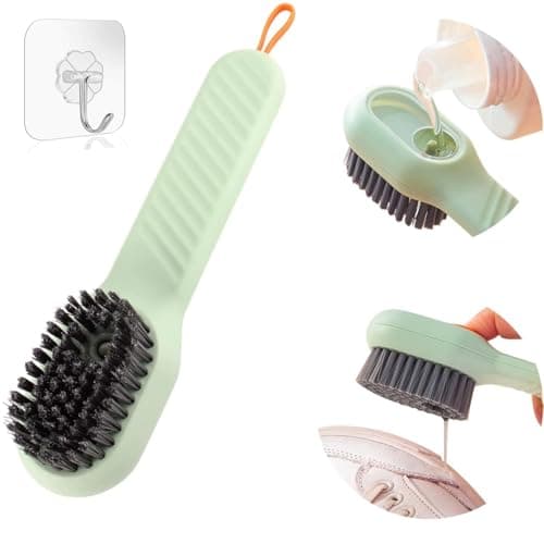 BRAND VILLA Multifunctional Liquid Shoe Cleaning Brush & Laundry Brush for Cleaning Bathroom Scrubber Cleaning Brush with Soap Dispenser with Adhesive Wall Hook