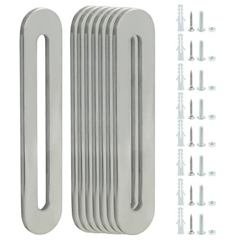 Unlorspy 8 Pcs Adjustable Flat Mending Plate with Slot 90mm/3.54 Inch Straight Adjustable Corner Braces Stainless Steel Flat Brace Brackets for Wood Furniture Holder (Silver)