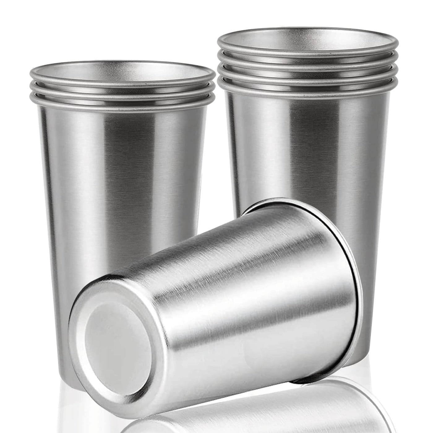 SMLIXE 8 Pack 24oz Stainless Steel Pint CupHealthy Unbreakable and StackableMetal Drinking Glasses