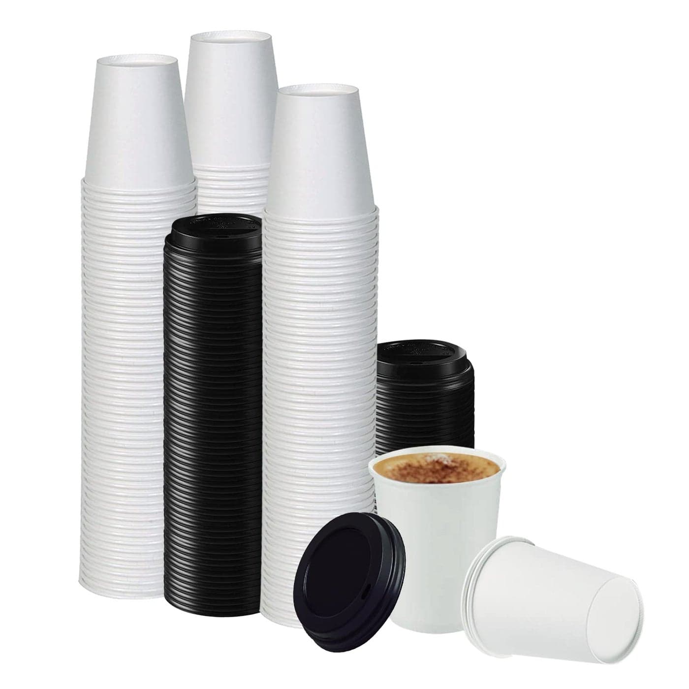 Smygoods White Original Disposable Paper Coffee Cups with Lids 12 OZ 50 Count For Hot Beverages Tea Espresso Cocoa To Go Drink Containers Caf Office