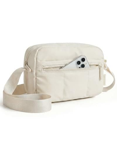 BAGSMART 2 in 1 Puffy Camera Sling Bag Small Camera Shoulder Bag DSLR/SLR/Mirrorless Crossbody Photography Camera Case for Photographers, Camel