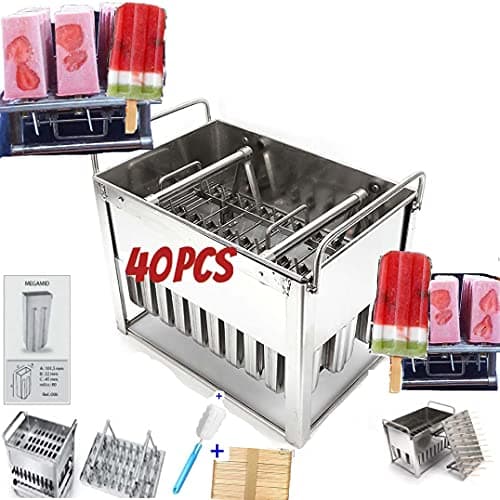 pizety 40pcs Stainless Steel Ice Pop Molds - 80ml, Includes 40 Popsicle Molds Metal Ice Lolly Commercial Popsicle Molds machine ice Cream Mold
