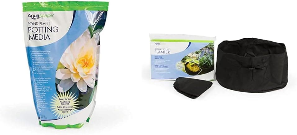 Aquascape 89002 Pond Potting Media for Aquatic Plants 10 Pounds 890 215 Cubic inches Brown Aquatic Lily Plant Pots for Pond and Water Garden 14inch x 7inch Black 2Pack 98929