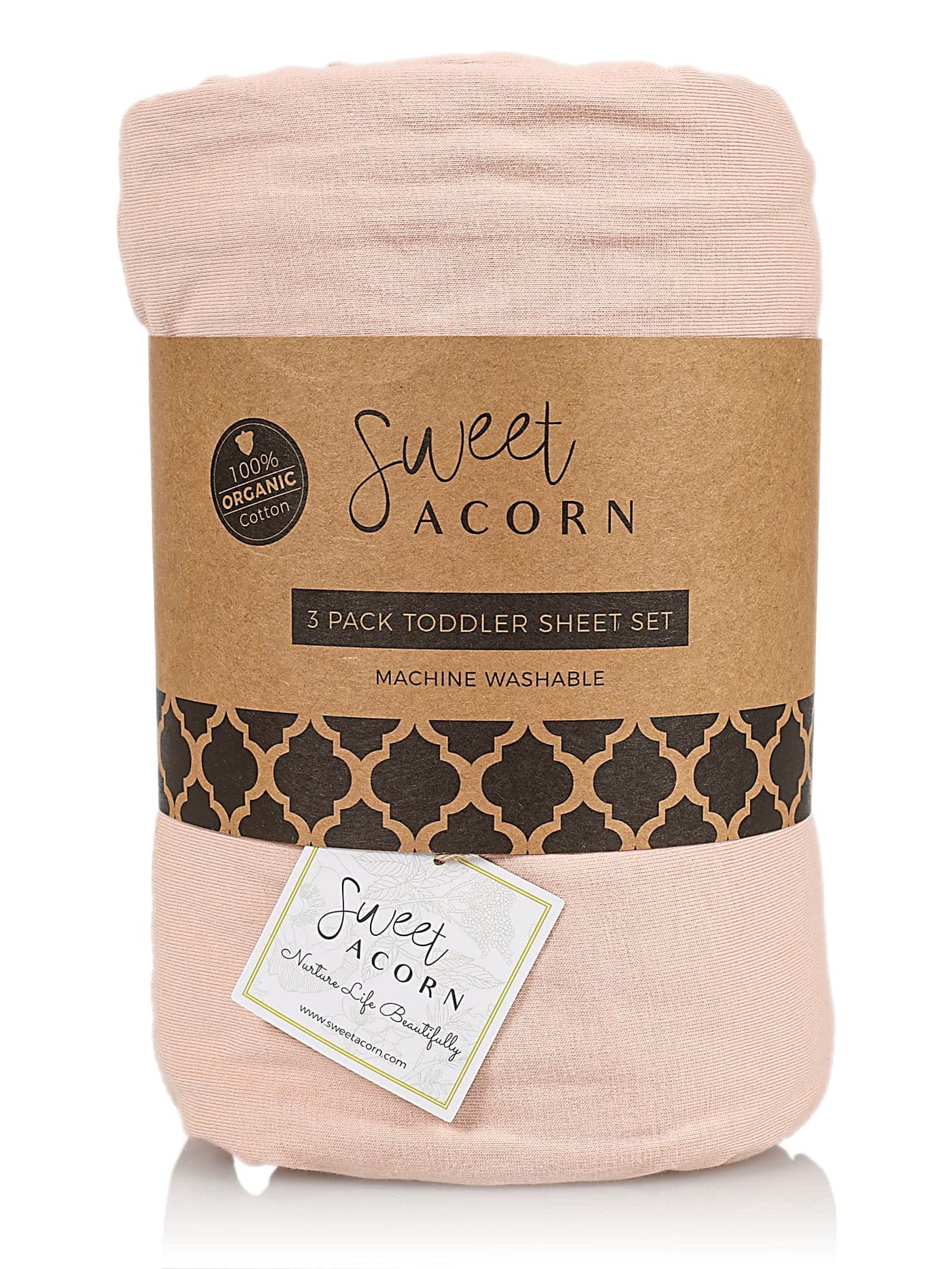 Sweet Acorn 3 Piece Toddler Bedding Sets Organic Cotton Jersey Knit Fits Convertible Cribs and Mattresses 9 x 28 x 52 Dahlia Pink