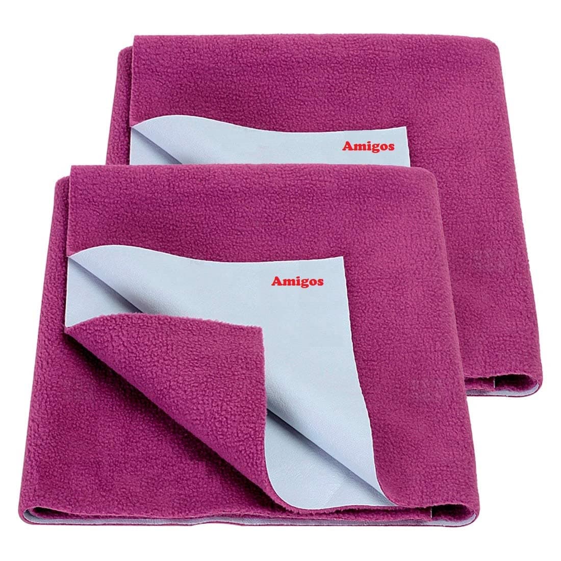 Amigos 2 Pieces Waterproof Baby Bed Protector Dry Sheets for New Born Babies Reusable Mats Cot Bassinet Medium100x70cm Purple