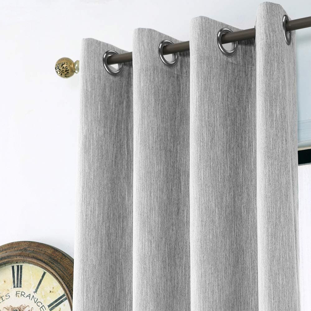 Melodieux Elegant Cotton Room Darkening Blackout Curtains for Living Room Bedroom Thermal Insulated Privacy Grommet Window Curtain Panels 42 by 63 Inch Grey1 Panel