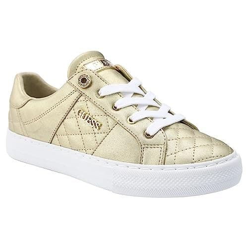 GUESS Women's Loven Sneaker, Gold, 7.5