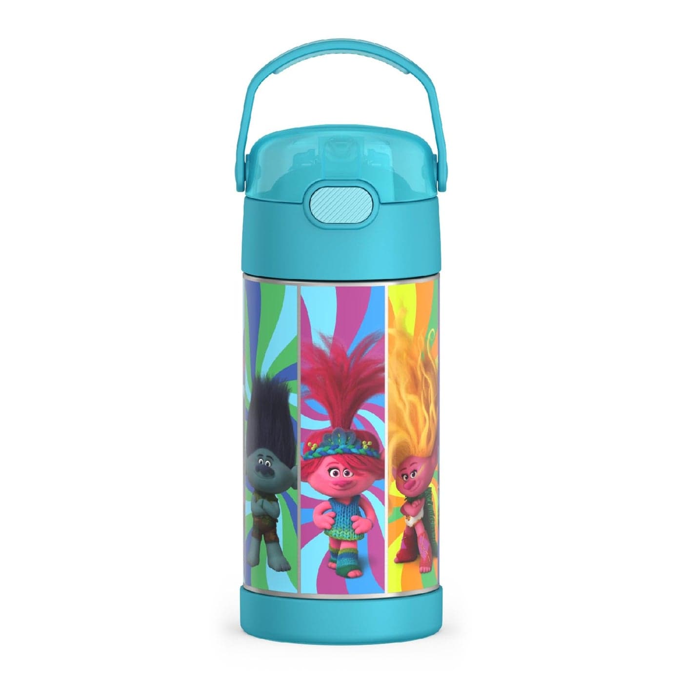 THERMOS FUNTAINER Water Bottle with Straw 12 Ounce Kids Stainless Steel Vacuum Insulated Water Bottle with Lid Trolls 3