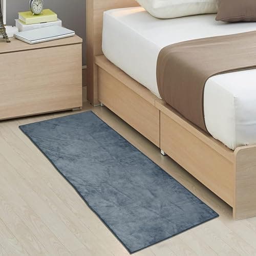 RD TREND Velvet Bedside Runner for Bedroom Anti Skid Runner for Home/Kitchen/Living Area/Office Entrance Soft Touch, Machine Washable Mat (Grey, 22 x 55 Inches)