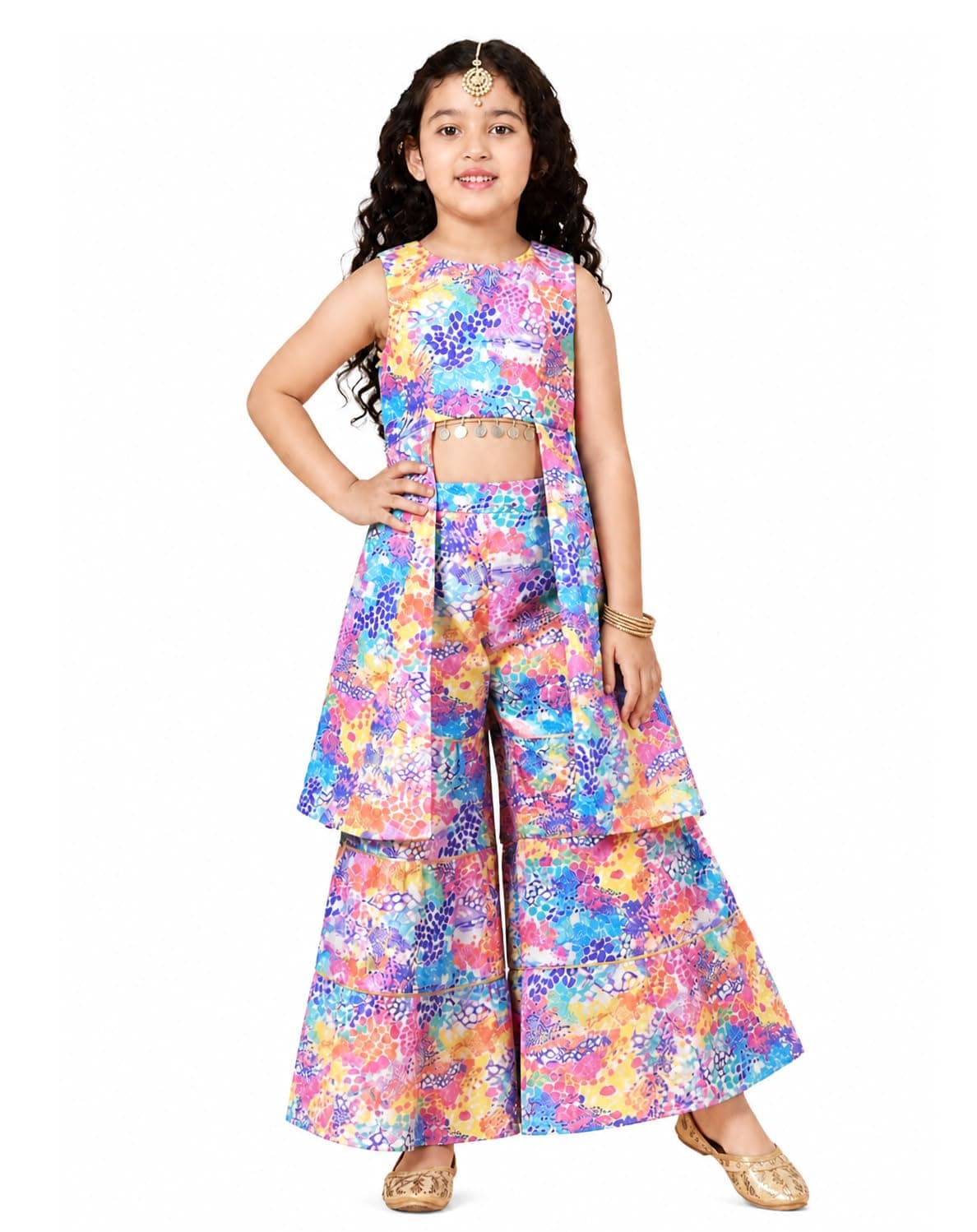 A.T.U.N. (ALL THINGS UBER NICE) Girls Multicolour Printed Tier Sharara Set