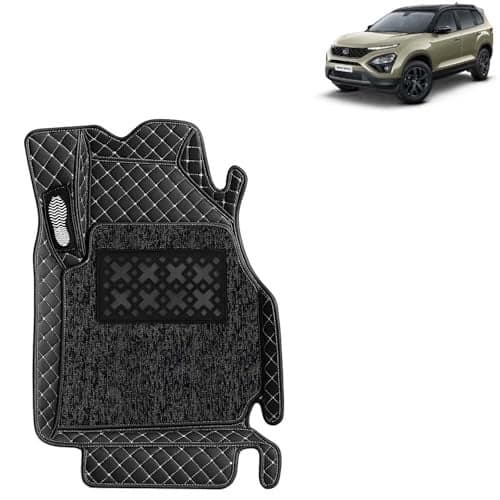 KINGSWAY Accessories Premium 7D Car Floor Mats Only Compatible with Tata Safari (7 Str) Year 2021 to 2023, Set of 4 Pcs, 100% Waterproof & Washable 7D Car Foot Mats, Classic Black