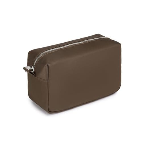 YONBEN Organizer Bag Lightweight Cosmetic Bag with Ring Clasp Perfect Travel Makeup Bag for Women nylon Stand Up Design BrownNylon