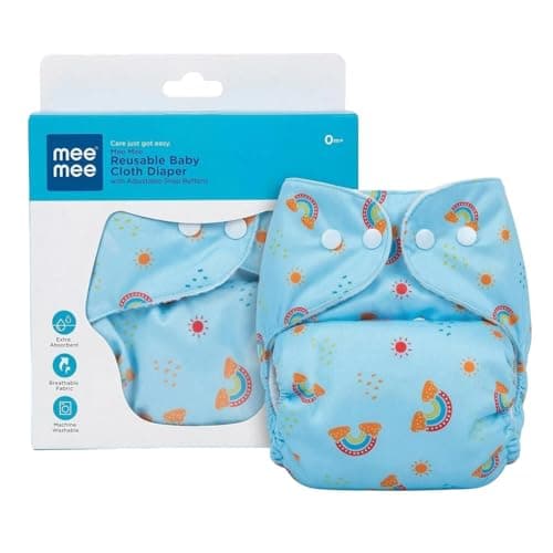 Mee Mee Reusable Cloth Diapers for Babies (0–3 Years) | Adjustable & Machine Washable | Leakproof Design | Double Absorption with Protective Cover | Soft, Breathable & Hypoallergenic