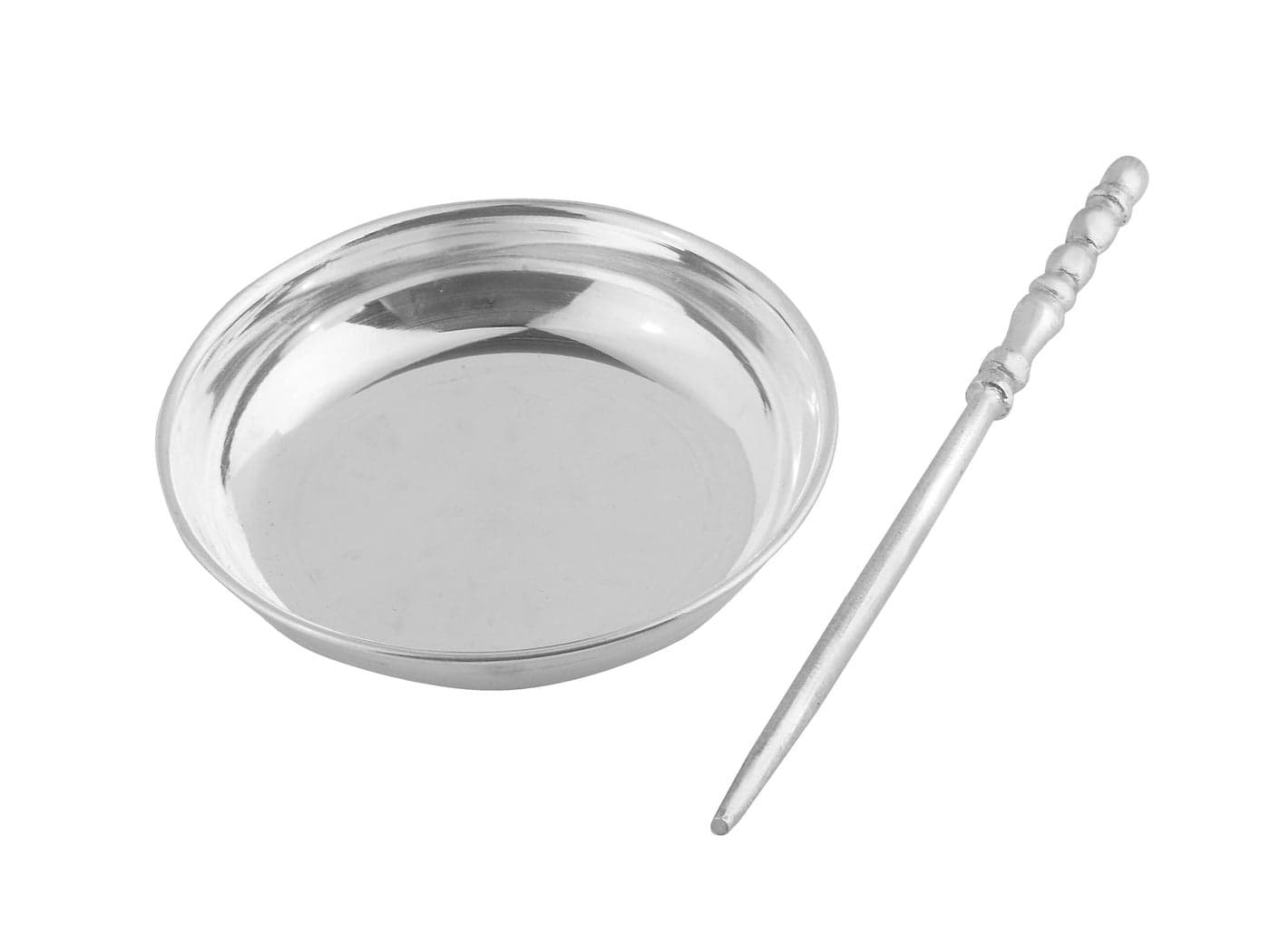 PRD CARATCAFE 925 Silver Stick & Plate Combo for Tilak Forehead Chandan Kumkum Roli Tikka in Pooja Or Ghutti