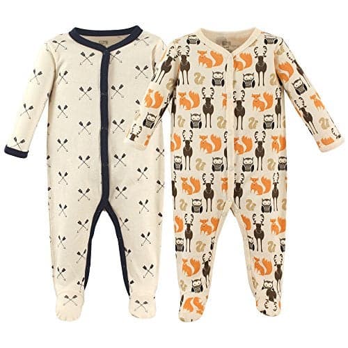 Hudson Baby Unisex Baby Cotton Sleep and Play, Cream Forest, 0-3 Months