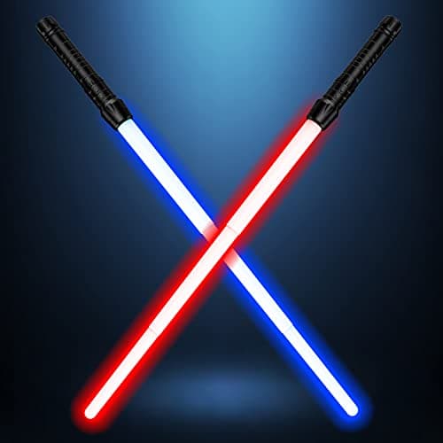 Light Up Saber with FX Sound Light Sabers for Kids Retractable Light Swords Gifts Set for Boys Girls Birthday Christmas Halloween Parties 7 Colors LED Glow in The Dark Toy for Kids Adult Black