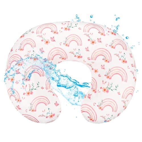 Hooyax Baby Waterproof Nursing Pillow Cover, Stretchy Nursing Covers for Breastfeeding Pillows, Adorable Infant Feeding Pillow Slipcover for Baby Boy and Girls (Rainbow)