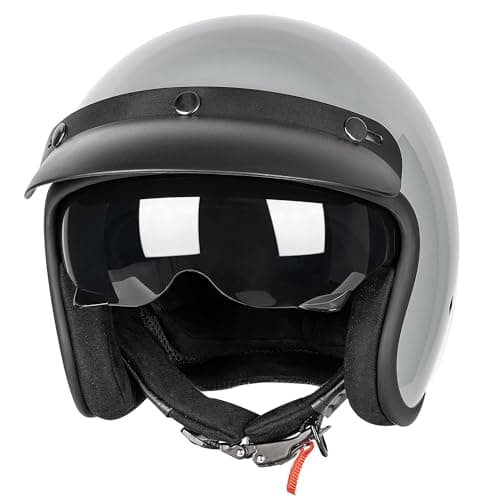 Yesmotor 3/4 Open Face Retro Motorcycle Helmet - Vespa Helmet - DOT Approved - Adults, Unisex - Motorcycle Enthusiasts, Vintage Style Lovers