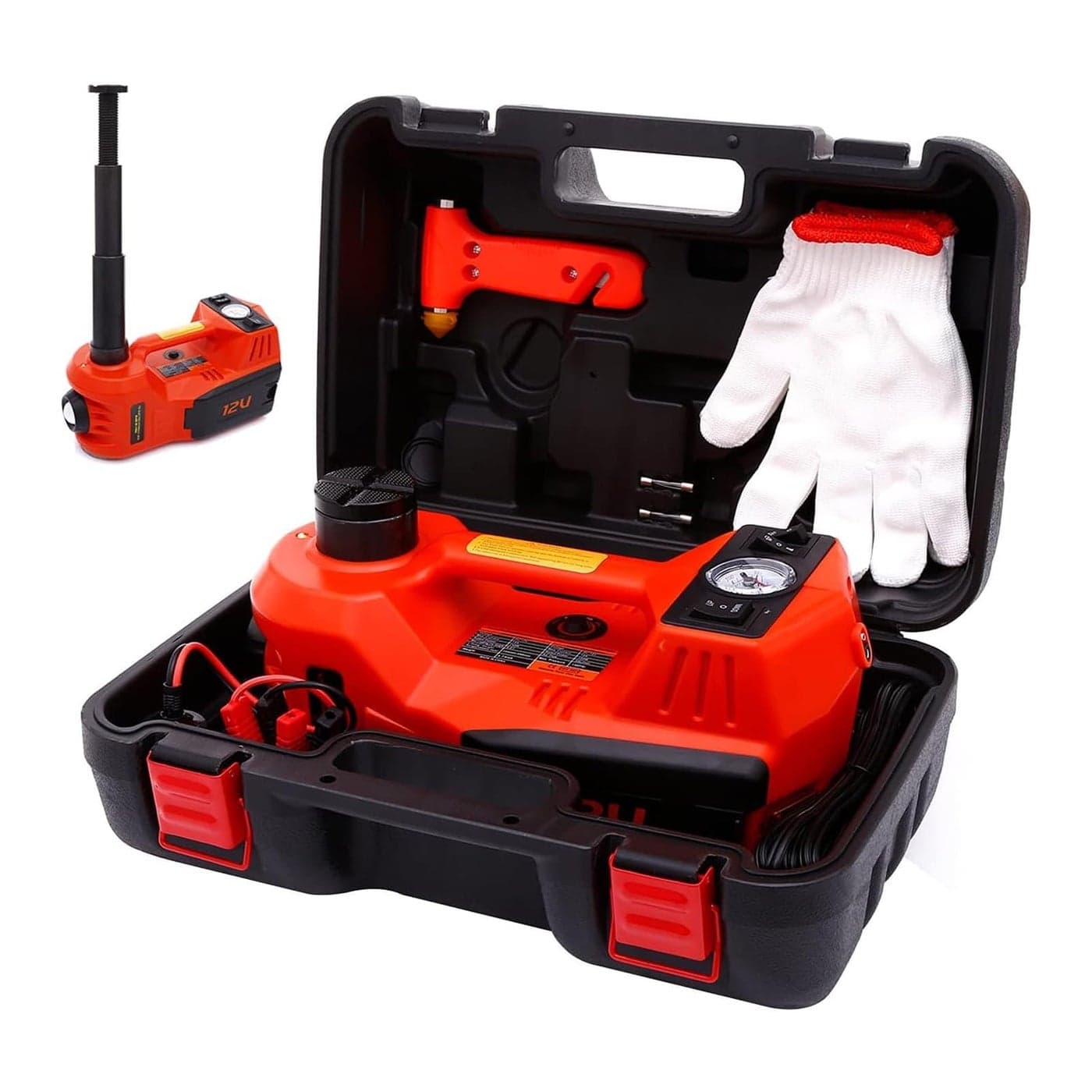 ROGTZ Electric Hydraulic Car Jack Kit 5 Ton 12V Portable Lift Range 177 Inch with Tire Inflator Pump for SUV Sedan Truck Car Repair Floor Jack for Vehicle Tire Change with LED Light Jack Only