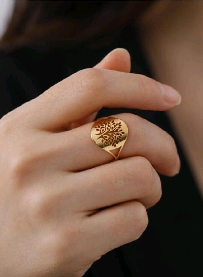 Trendy Stainless Steel Gold Plated Ring For Women Size 9
