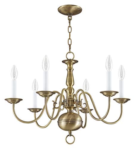 Livex Lighting 5006-01 Williamsburgh 6 Light Antique Brass Chandelier