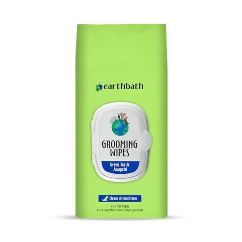 earthbath, Green Tea & Awapuhi Grooming Wipes - Dog Wipes for Paws and Butt, Best Pet Wipes for Dogs & Cats, Made in USA, Cruelty-Free Dog Cleaning Wipes, Removes Dirt & Dander - 100 Count (1 Pack)