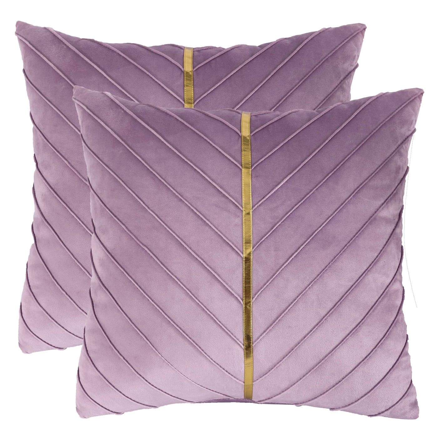 Tosleo Purple Velvet Throw Pillow Covers 16x16 Pack of 2 with Gold LeatherDecorative Couch Pillow Cover Luxury Modern Pillowcases for Living Room Bedroom Sofa Cushion Bed
