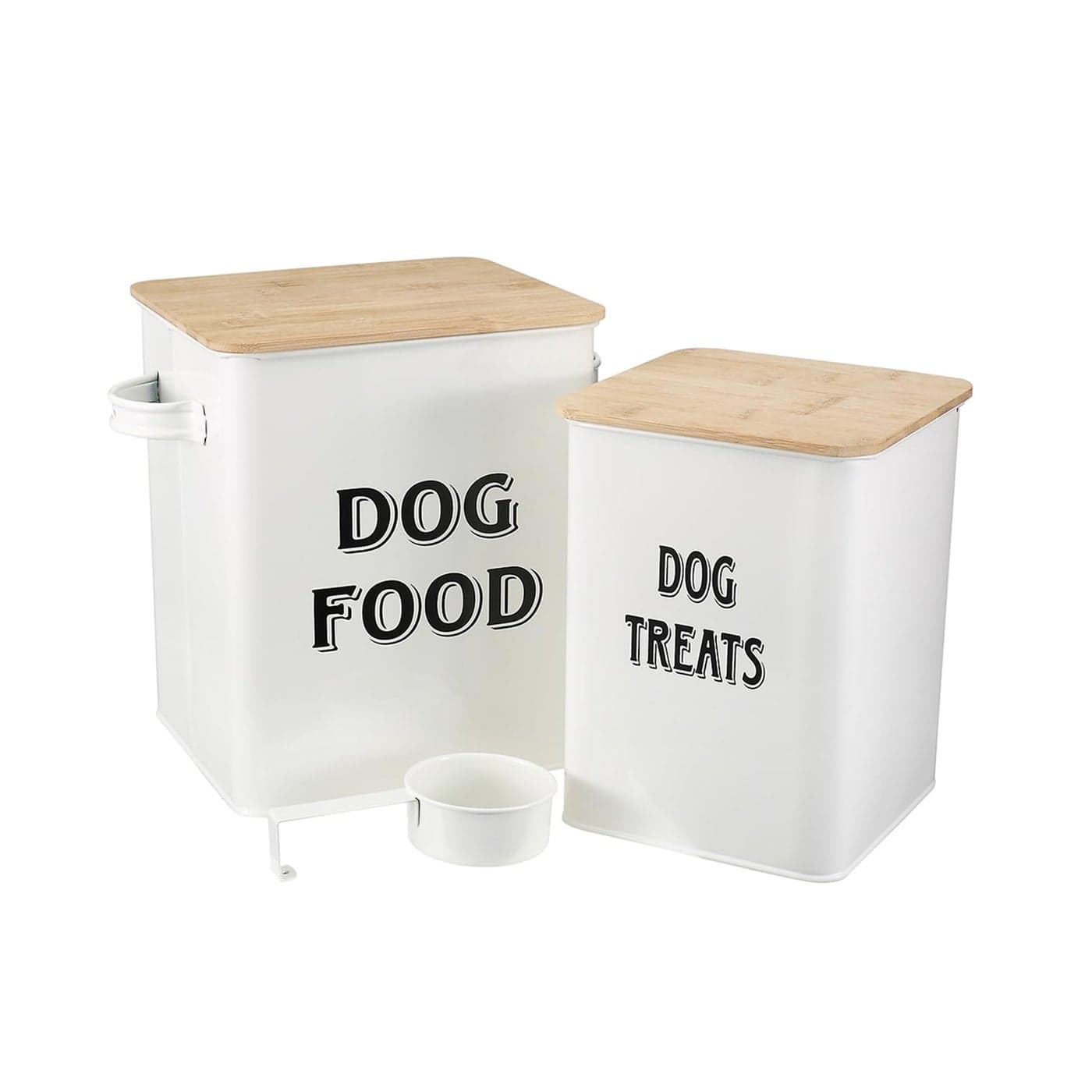 Morezi Dog Food Storage Container Farmhouse Pet Food Treats Bin with Lid and Scoop, Perfect Sturdy Canister Tins for Kitchen Countertop, Shelf, Great Gift for Pet Owners - Dog Food White